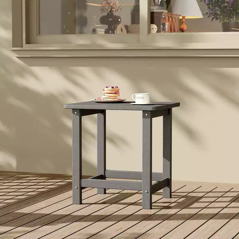 Acekool Weather Resistant Square Outdoor Side Table, HDPE Patio End Table for Backyard, Pool, Porch,