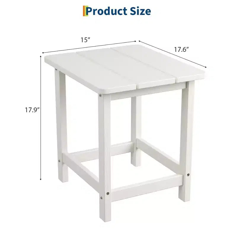 Acekool Weather Resistant Square Outdoor Side Table, HDPE Patio End Table for Backyard, Pool, Porch,