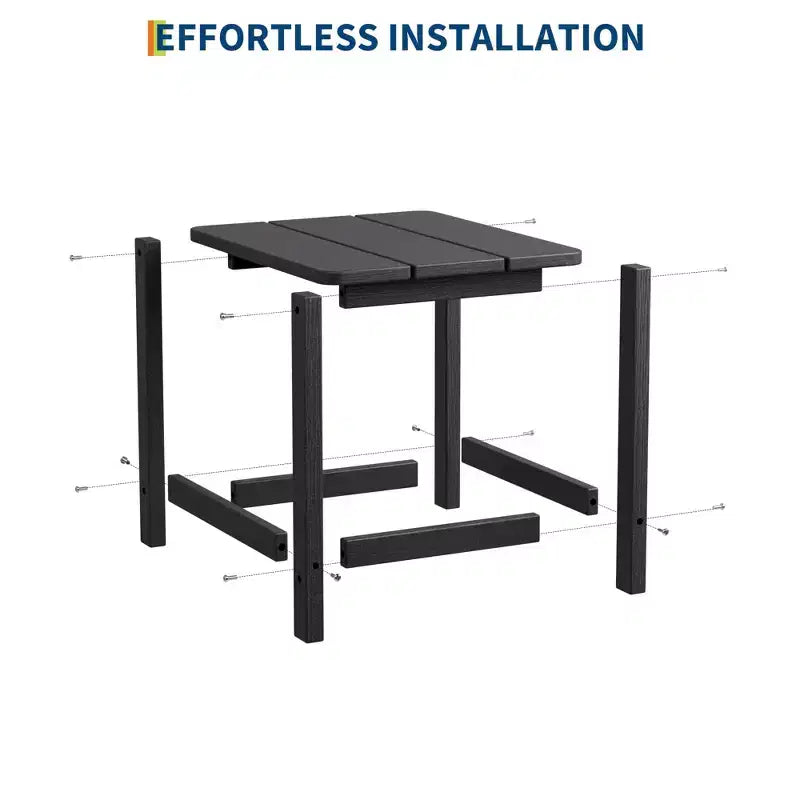 Acekool Weather Resistant Square Outdoor Side Table, HDPE Patio End Table for Backyard, Pool, Porch,