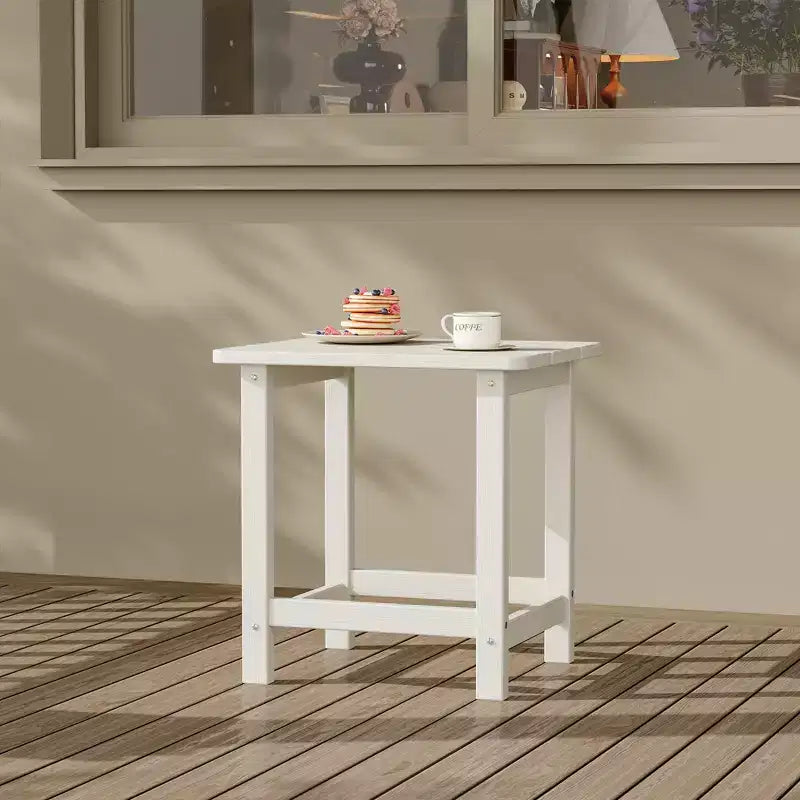 Acekool Weather Resistant Square Outdoor Side Table, HDPE Patio End Table for Backyard, Pool, Porch,