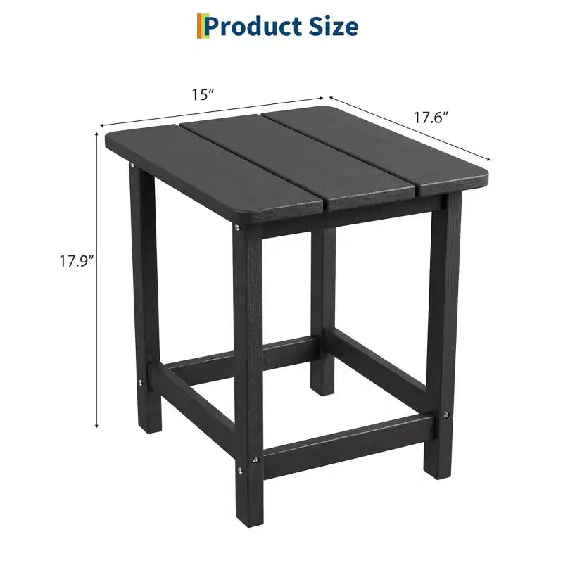 Acekool Weather Resistant Square Outdoor Side Table, HDPE Patio End Table for Backyard, Pool, Porch,