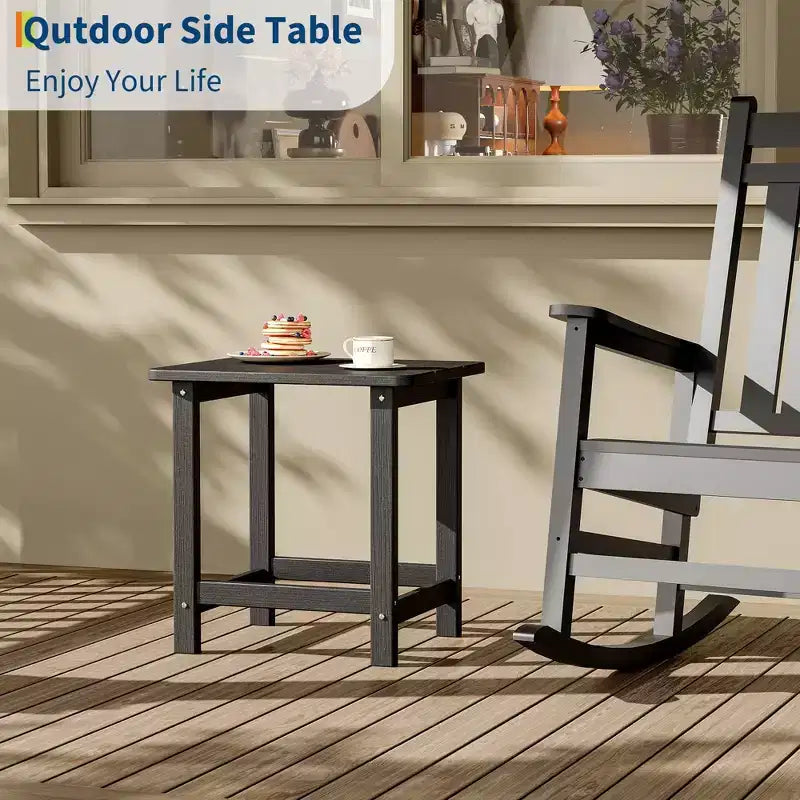 Acekool Weather Resistant Square Outdoor Side Table, HDPE Patio End Table for Backyard, Pool, Porch,