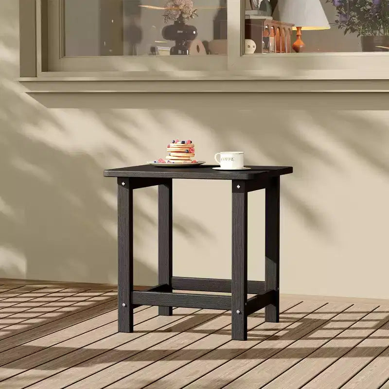 Acekool Weather Resistant Square Outdoor Side Table, HDPE Patio End Table for Backyard, Pool, Porch,