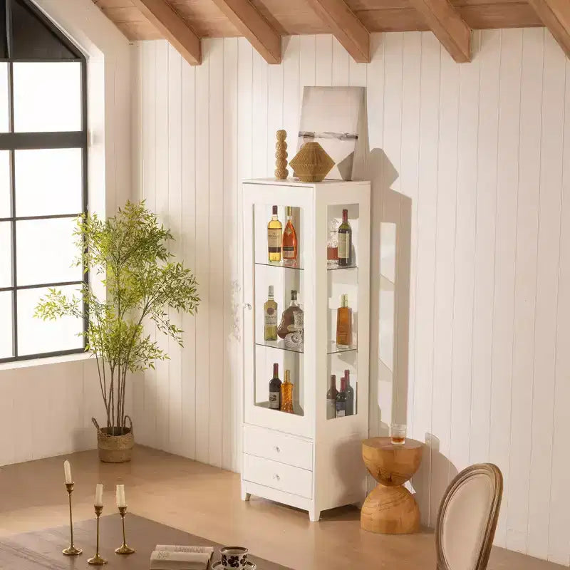 Farmhouse 71 Tall Bookshelf with Drawer, Narrow Bookcase with Adjustable Left/Right Door, Adjustable Shelf, Freestanding Display Book Shelf