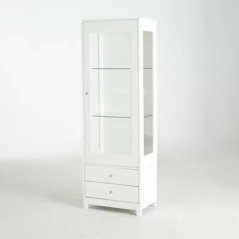 Farmhouse 71 Tall Bookshelf with Drawer, Narrow Bookcase with Adjustable Left/Right Door, Adjustable Shelf, Freestanding Display Book Shelf