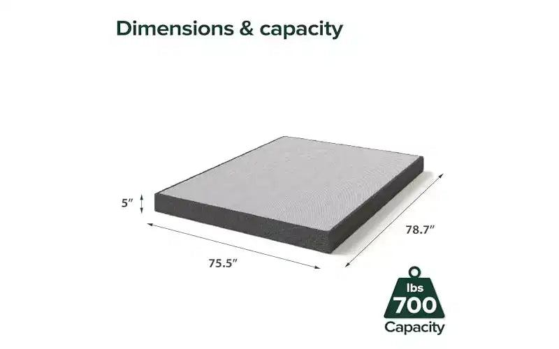Zinus 5 Inch King WonderBox(TM) Smart Box Spring, Quick Assembly Mattress Foundation, Durable Metal Frame, Grey
