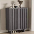31.6 Inch Shoe Cabinet with Fluted Door, 5-Tier Storage with 4 Adjustable Shelves, Rustic Entryway Shoe Bench for Hallway & Foyer