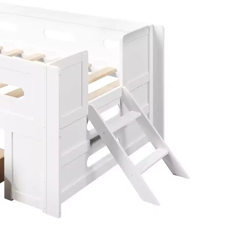 Whisen Wood Twin Size Platform Bed with Guardrail and Drawer