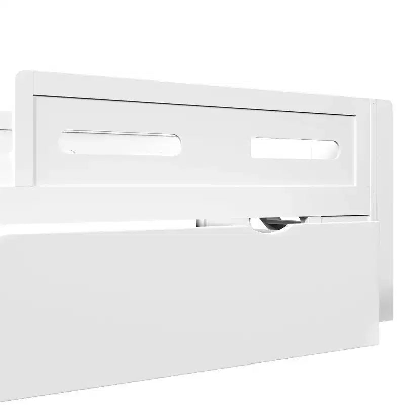 Whisen Wood Twin Size Platform Bed with Guardrail and Drawer