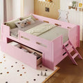 Whisen Wood Twin Size Platform Bed with Guardrail and Drawer