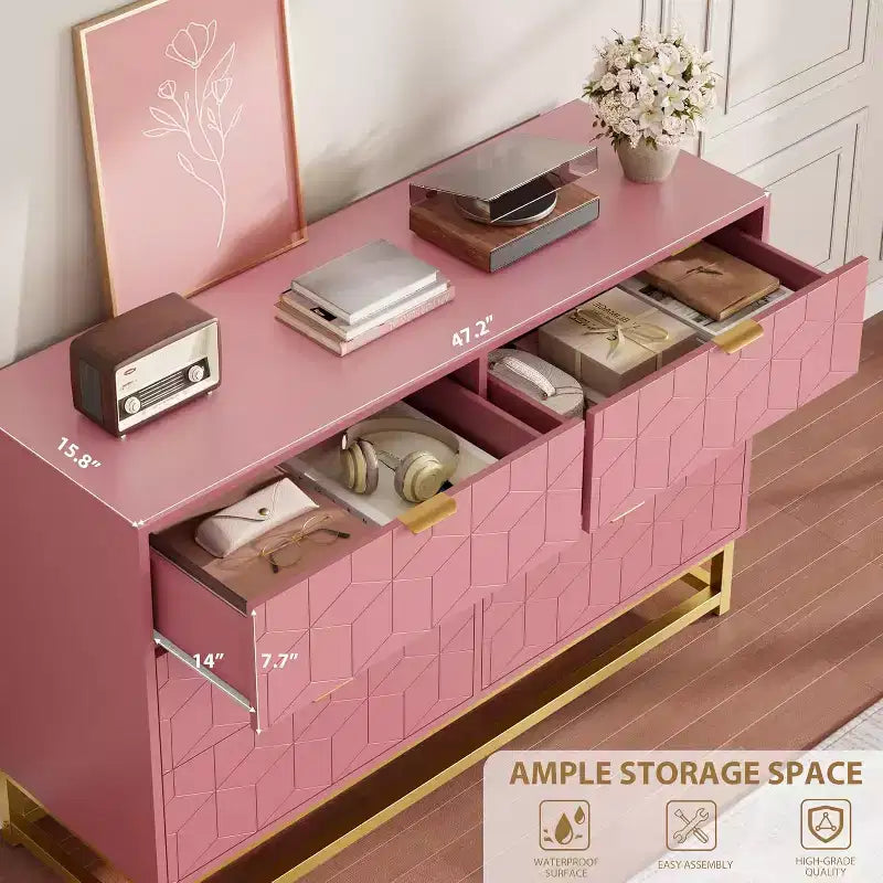 6 Drawer Double Dresser,Modern Dresser for Bedroom,Long Storage Organizer for Closet&TV Stand,Large Chest of Drawers for Living Room,Hallway,Entryway