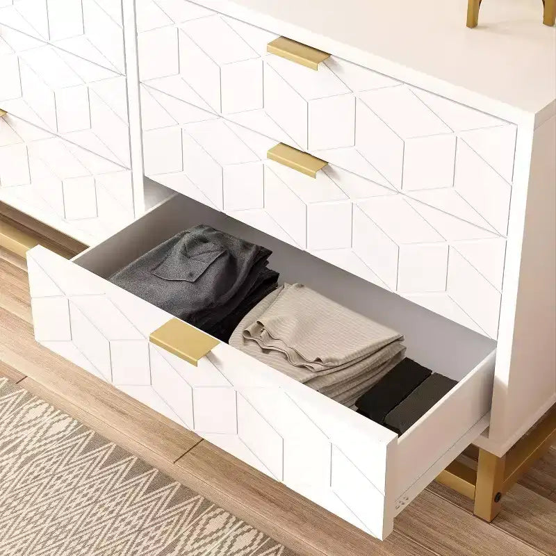 6 Drawer Double Dresser,Modern Dresser for Bedroom,Long Storage Organizer for Closet&TV Stand,Large Chest of Drawers for Living Room,Hallway,Entryway