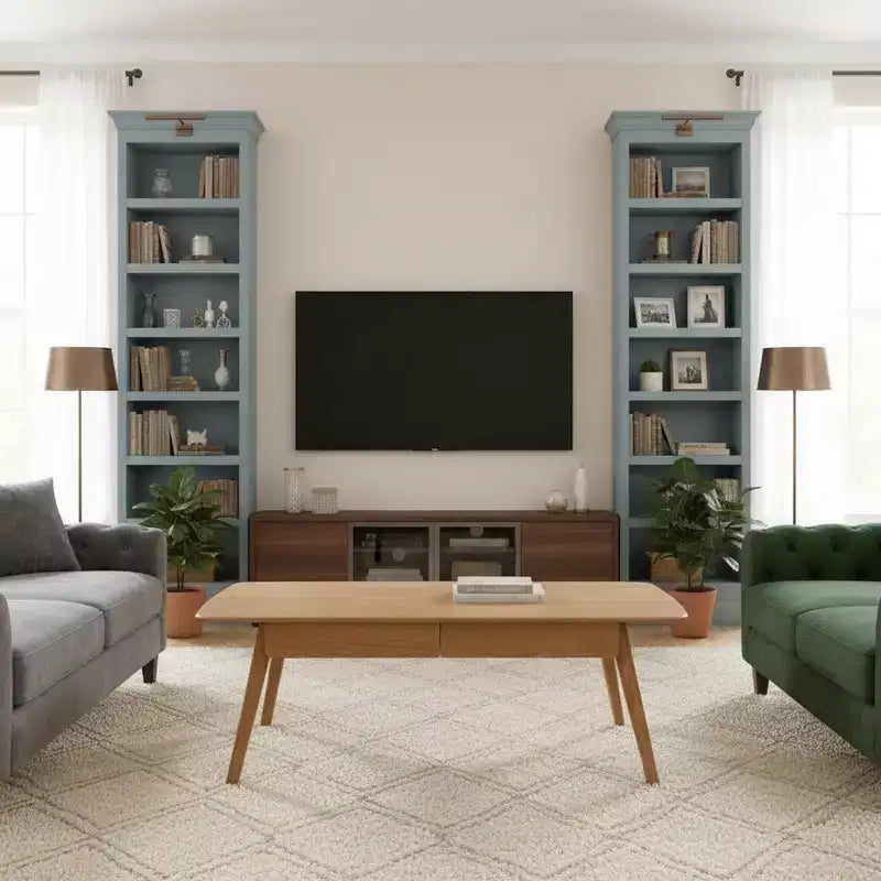 Homy Casa Solid Wood Coffee Table with Storage Drawers for Home Office