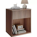 BALHAM TRADE-Nightstand with Storage Drawer Open Shelf Fluted Design Mid Century Bedroom Side Table