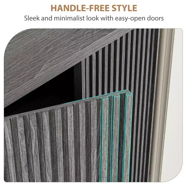 Fluted Shoe Cabinet for Entryway, Hidden Shoe Rack Organizer, Freestanding Shoe Storage Cabinet for Entryway, Hallway, Closet, Living Room