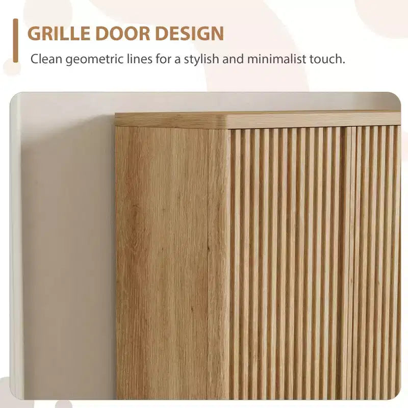 Fluted Shoe Cabinet for Entryway, Hidden Shoe Rack Organizer, Freestanding Shoe Storage Cabinet for Entryway, Hallway, Closet, Living Room