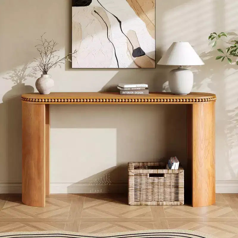 60 Entryway Console Table with Reversible Curved Legs, Vintage Entryway Accent Table for Hallway, Living Room, or Behind Sofa-Panipeachy