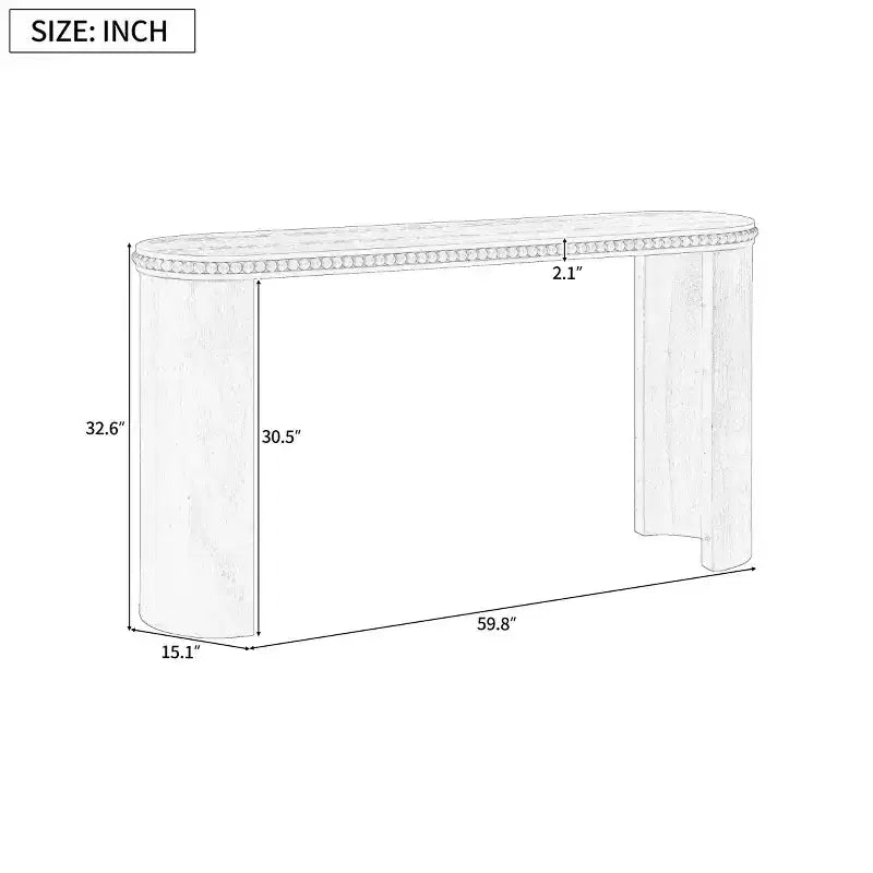 60 Entryway Console Table with Reversible Curved Legs, Vintage Entryway Accent Table for Hallway, Living Room, or Behind Sofa-Panipeachy