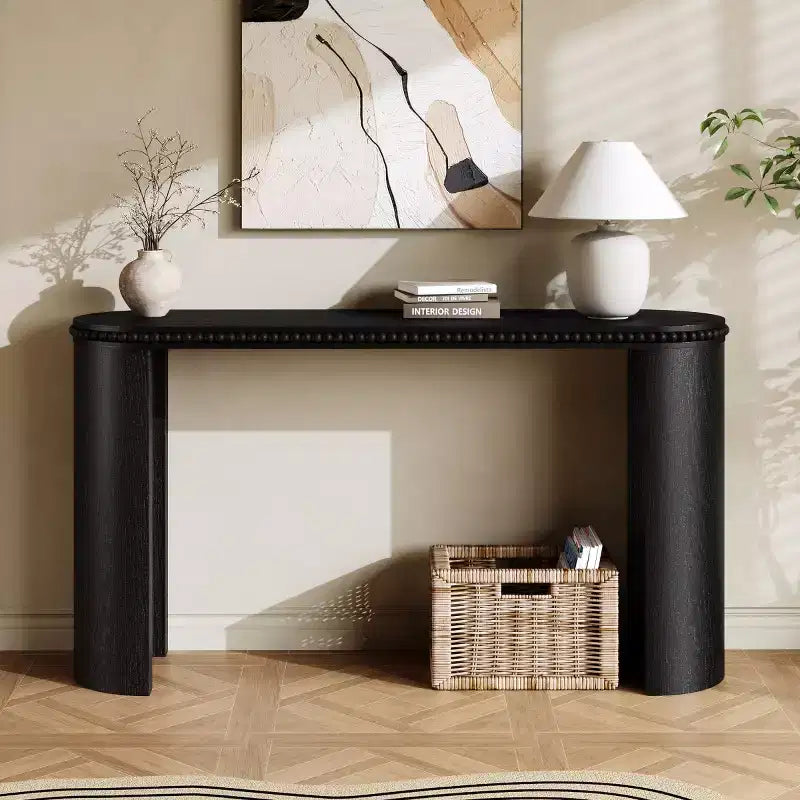 60 Entryway Console Table with Reversible Curved Legs, Vintage Entryway Accent Table for Hallway, Living Room, or Behind Sofa-Panipeachy