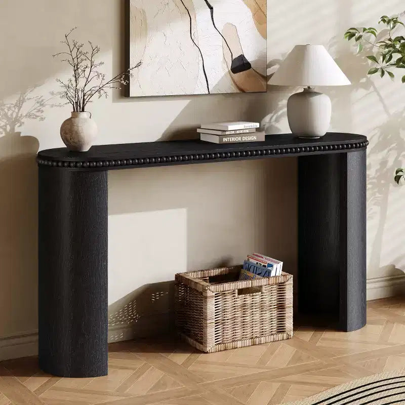 60 Entryway Console Table with Reversible Curved Legs, Vintage Entryway Accent Table for Hallway, Living Room, or Behind Sofa-Panipeachy