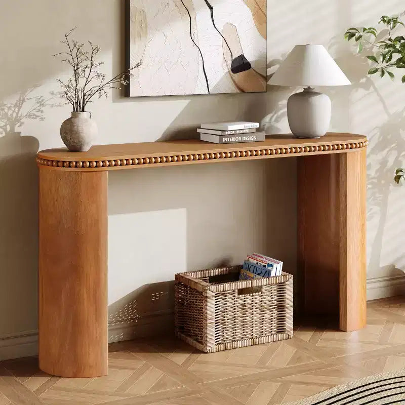 60 Entryway Console Table with Reversible Curved Legs, Vintage Entryway Accent Table for Hallway, Living Room, or Behind Sofa-Panipeachy
