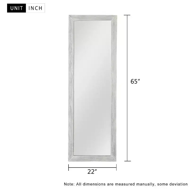 PexFix 65x22 Full Length Mirror Floor Mirror with Stand Wall-Mounted Mirror Explosion-Proof HD Mirror with Rustic Wood Frame for Bedroom Living Room