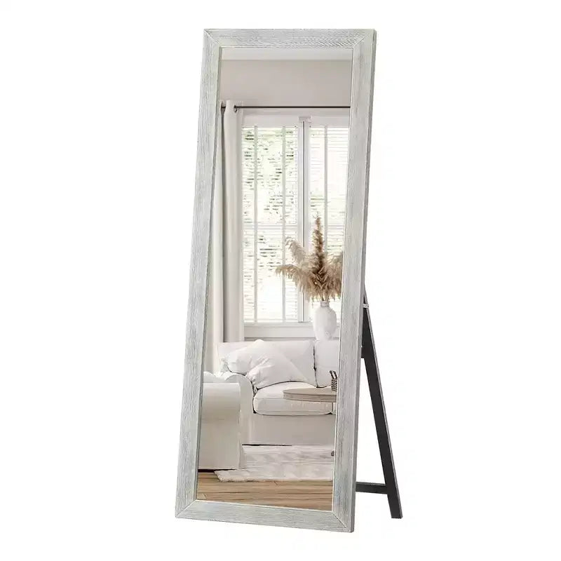 PexFix 65x22 Full Length Mirror Floor Mirror with Stand Wall-Mounted Mirror Explosion-Proof HD Mirror with Rustic Wood Frame for Bedroom Living Room