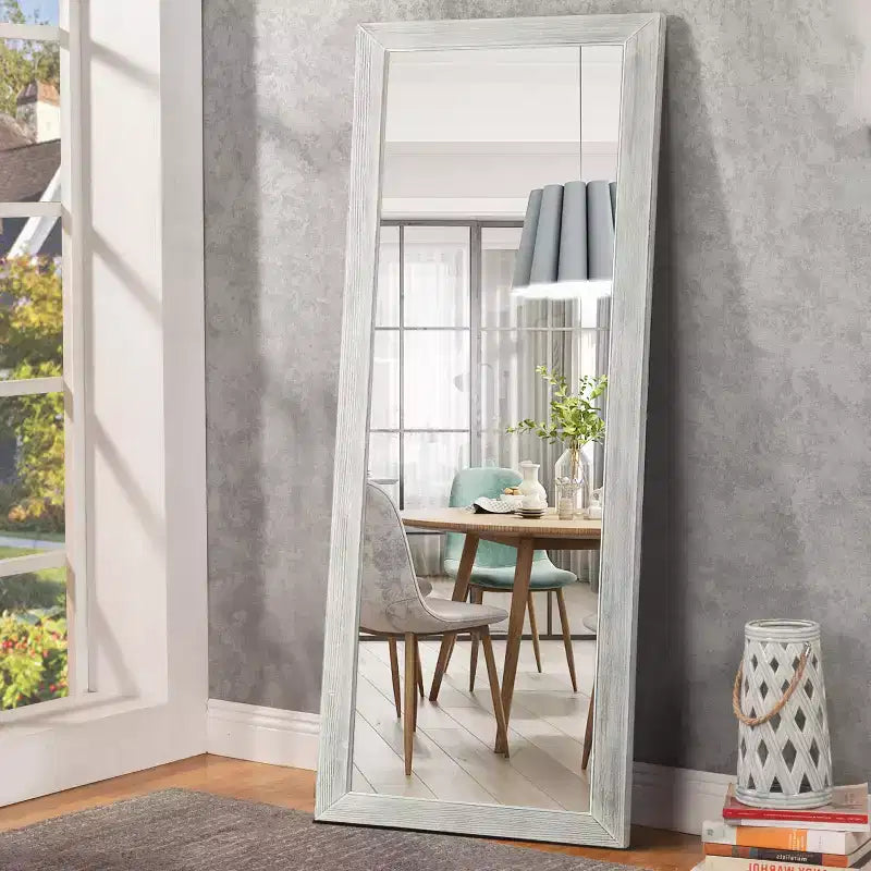 PexFix 65x22 Full Length Mirror Floor Mirror with Stand Wall-Mounted Mirror Explosion-Proof HD Mirror with Rustic Wood Frame for Bedroom Living Room