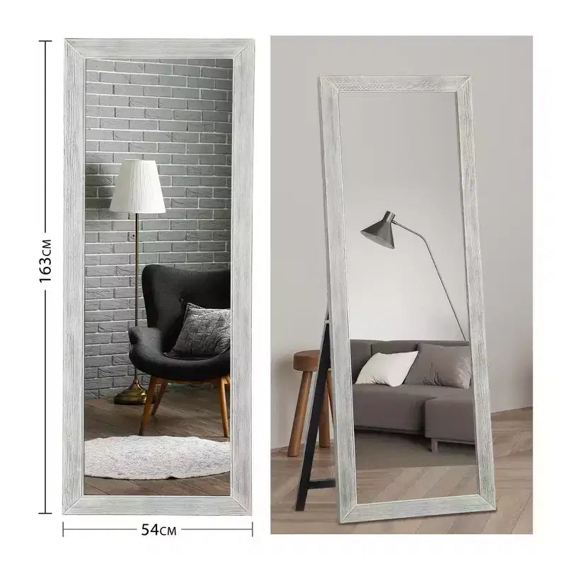 PexFix 65x22 Full Length Mirror Floor Mirror with Stand Wall-Mounted Mirror Explosion-Proof HD Mirror with Rustic Wood Frame for Bedroom Living Room