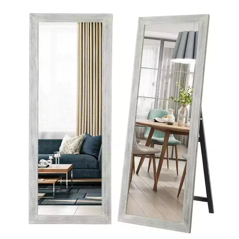 PexFix 65x22 Full Length Mirror Floor Mirror with Stand Wall-Mounted Mirror Explosion-Proof HD Mirror with Rustic Wood Frame for Bedroom Living Room