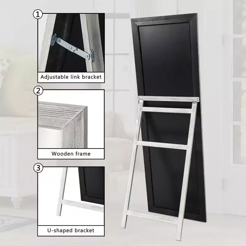PexFix 65x22 Full Length Mirror Floor Mirror with Stand Wall-Mounted Mirror Explosion-Proof HD Mirror with Rustic Wood Frame for Bedroom Living Room
