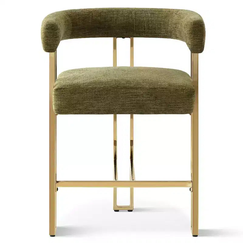 Modern Chenille Upholstered Counter Height Stools with Back, 25 Seat High, Counter Bar Stool Chairs for Kitchen Island or Bar Area-Panipeachy