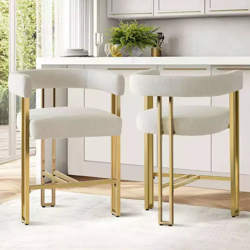 Modern Chenille Upholstered Counter Height Stools with Back, 25 Seat High, Counter Bar Stool Chairs for Kitchen Island or Bar Area-Panipeachy