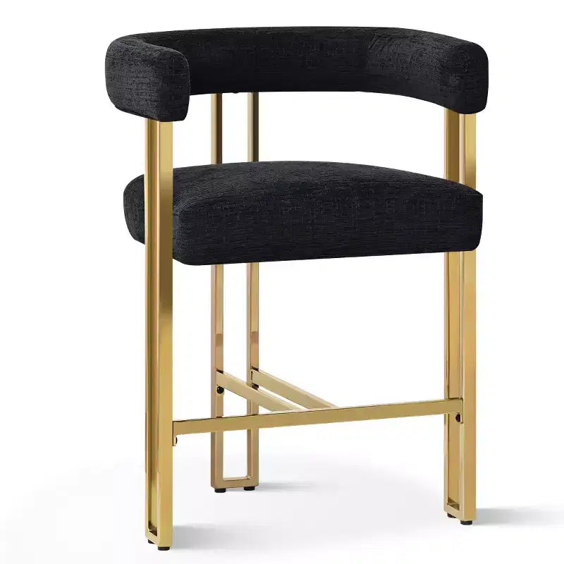Modern Chenille Upholstered Counter Height Stools with Back, 25 Seat High, Counter Bar Stool Chairs for Kitchen Island or Bar Area-Panipeachy