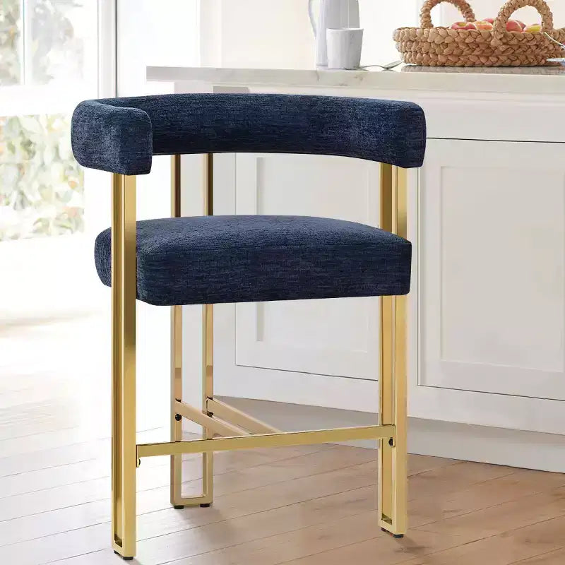 Modern Chenille Upholstered Counter Height Stools with Back, 25 Seat High, Counter Bar Stool Chairs for Kitchen Island or Bar Area-Panipeachy