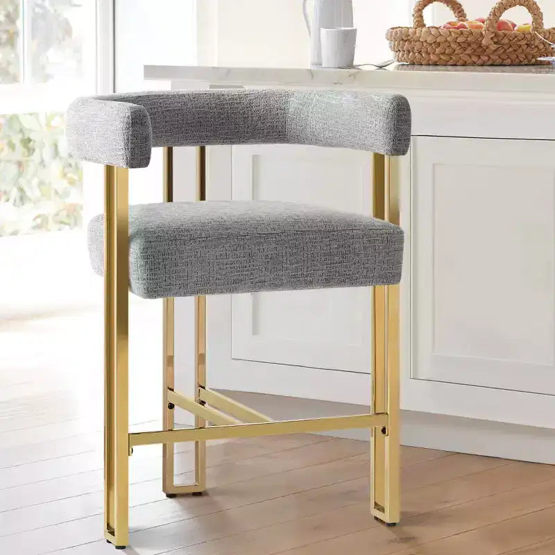 Modern Chenille Upholstered Counter Height Stools with Back, 25 Seat High, Counter Bar Stool Chairs for Kitchen Island or Bar Area-Panipeachy