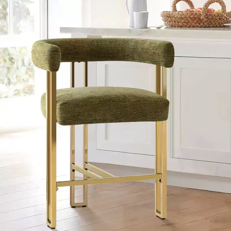 Modern Chenille Upholstered Counter Height Stools with Back, 25 Seat High, Counter Bar Stool Chairs for Kitchen Island or Bar Area-Panipeachy