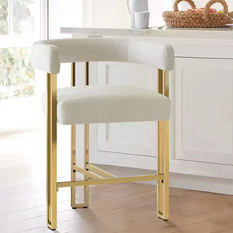 Modern Chenille Upholstered Counter Height Stools with Back, 25 Seat High, Counter Bar Stool Chairs for Kitchen Island or Bar Area-Panipeachy