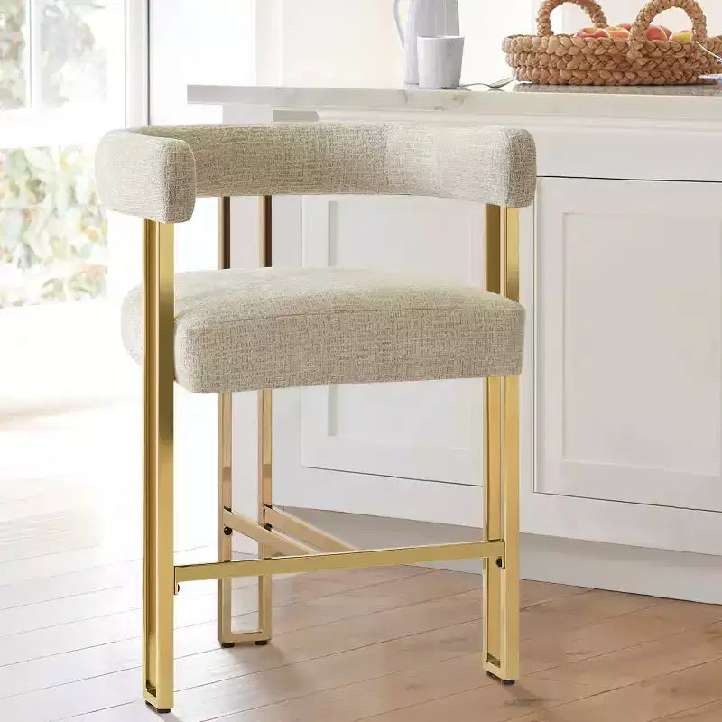 Modern Chenille Upholstered Counter Height Stools with Back, 25 Seat High, Counter Bar Stool Chairs for Kitchen Island or Bar Area-Panipeachy