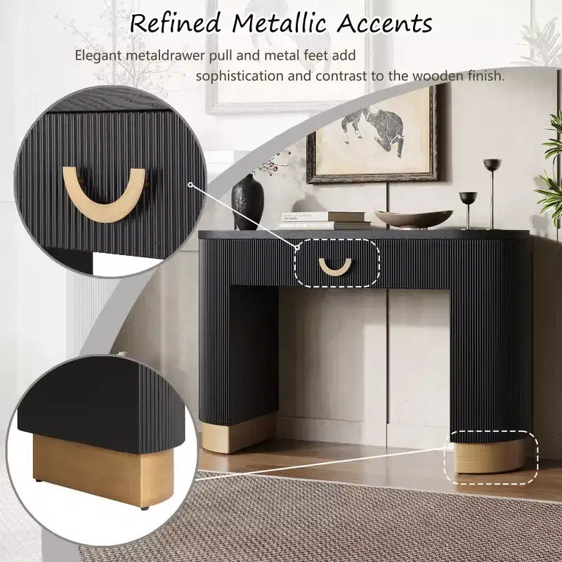 Whisen Elegant Entryway Console Table, Modern Hallway Table, Slim Sofa Table with Open Shelf & Elegant Wood Grain