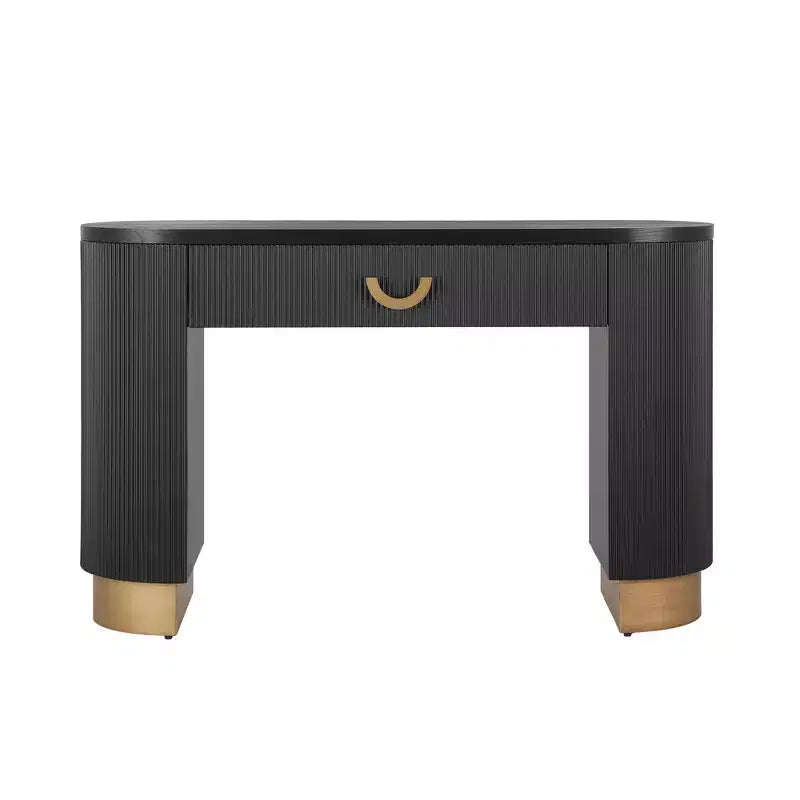 Whisen Elegant Entryway Console Table, Modern Hallway Table, Slim Sofa Table with Open Shelf & Elegant Wood Grain