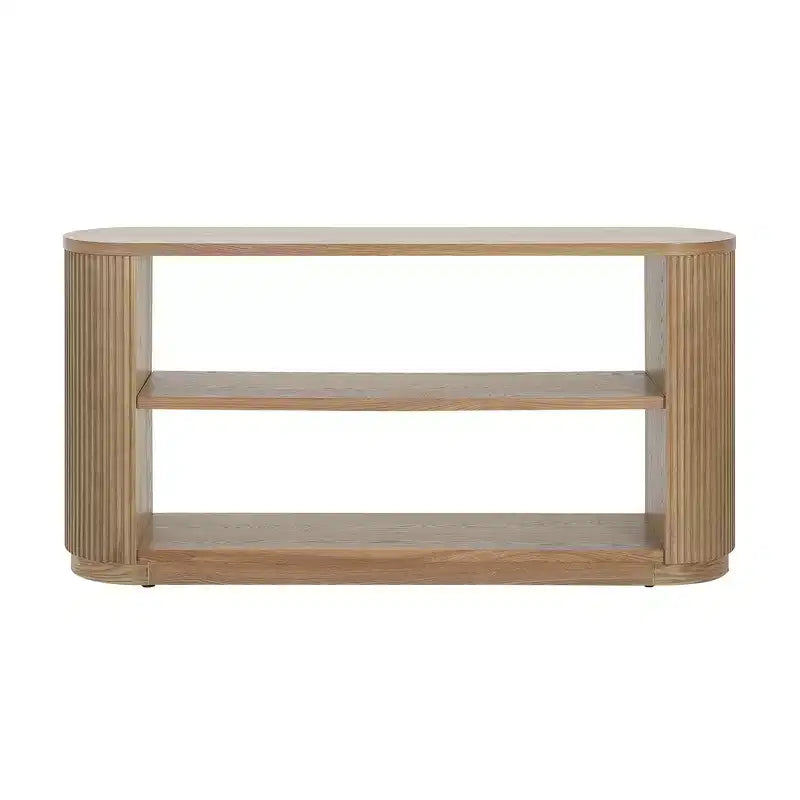 Whisen Elegant Entryway Console Table, Modern Hallway Table, Slim Sofa Table with Open Shelf & Elegant Wood Grain