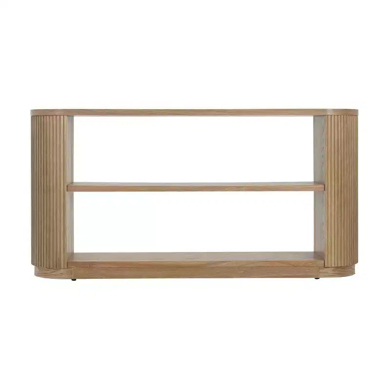 Whisen Elegant Entryway Console Table, Modern Hallway Table, Slim Sofa Table with Open Shelf & Elegant Wood Grain