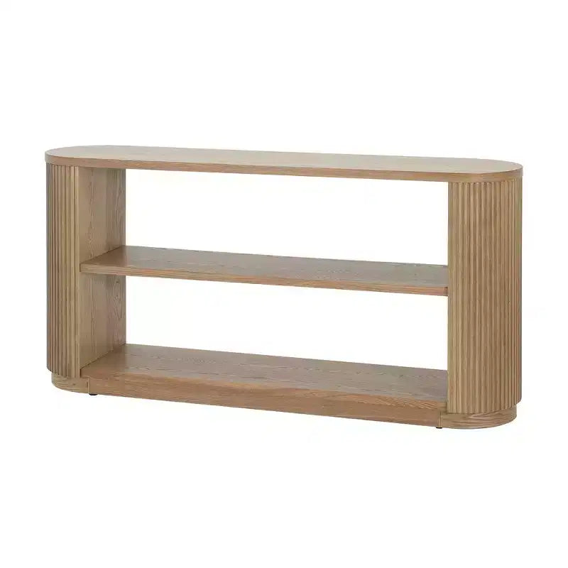 Whisen Elegant Entryway Console Table, Modern Hallway Table, Slim Sofa Table with Open Shelf & Elegant Wood Grain
