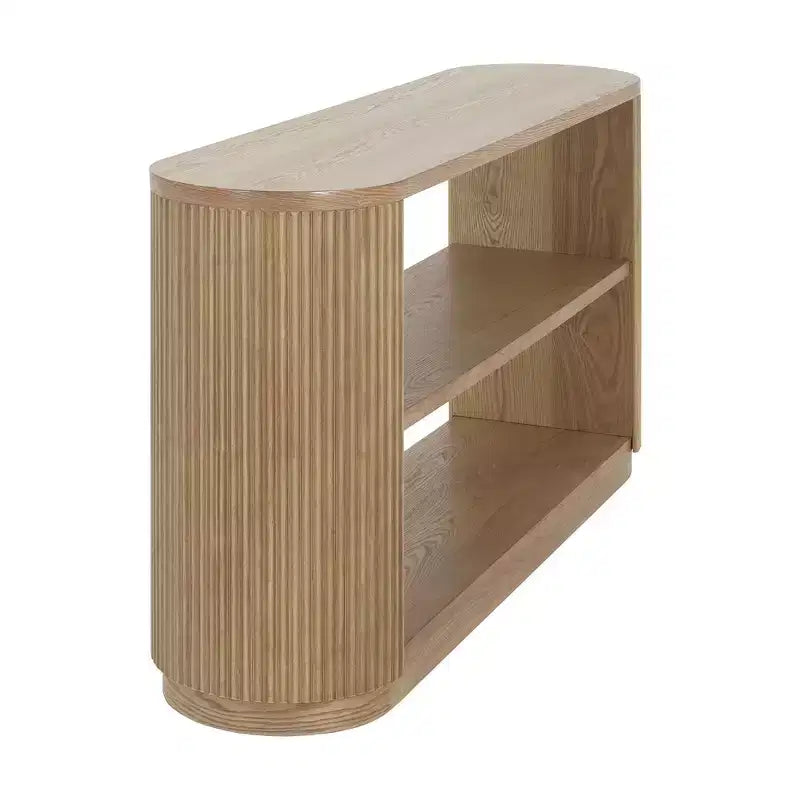 Whisen Elegant Entryway Console Table, Modern Hallway Table, Slim Sofa Table with Open Shelf & Elegant Wood Grain