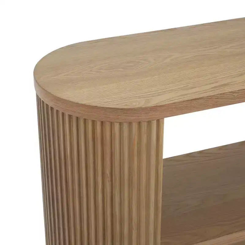 Whisen Elegant Entryway Console Table, Modern Hallway Table, Slim Sofa Table with Open Shelf & Elegant Wood Grain