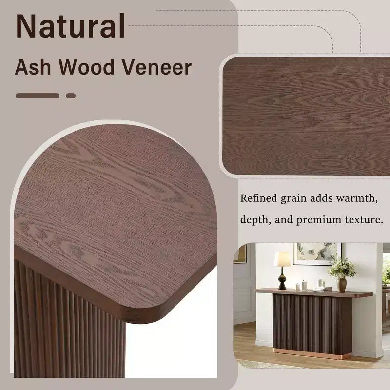 Whisen Elegant Entryway Console Table, Modern Hallway Table, Slim Sofa Table with Open Shelf & Elegant Wood Grain