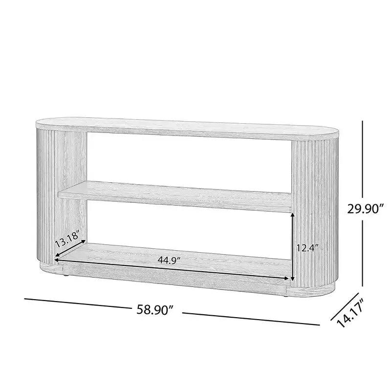 Whisen Elegant Entryway Console Table, Modern Hallway Table, Slim Sofa Table with Open Shelf & Elegant Wood Grain