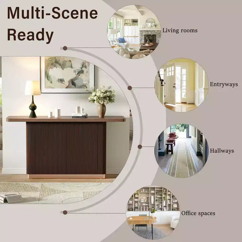 Whisen Elegant Entryway Console Table, Modern Hallway Table, Slim Sofa Table with Open Shelf & Elegant Wood Grain