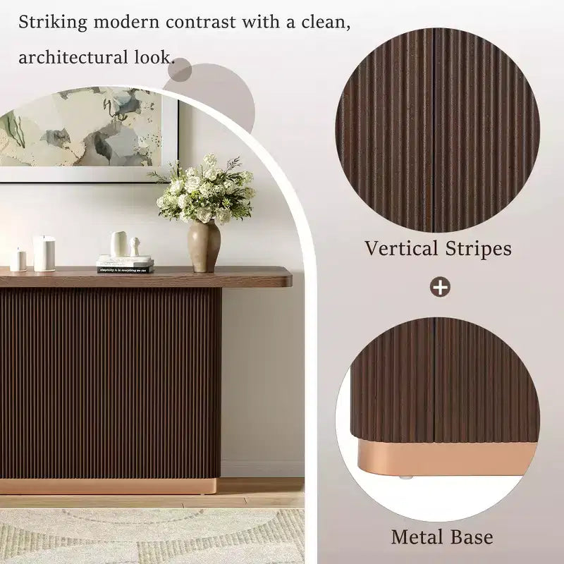 Whisen Elegant Entryway Console Table, Modern Hallway Table, Slim Sofa Table with Open Shelf & Elegant Wood Grain
